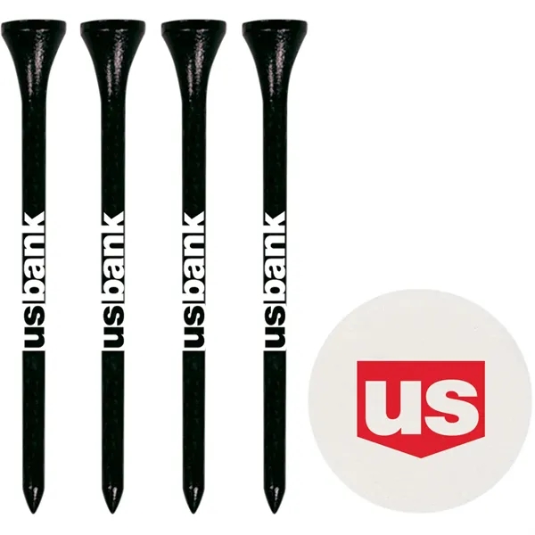 Golf set of 4 bamboo tees and an ABS ball marker.... from ASI 57653 Gold Bond