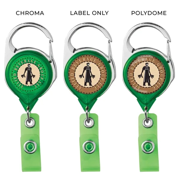 Carabiner retractable badge reel in translucent colors, belt clip back, anti-twist... from ASI 49470 DEVARA