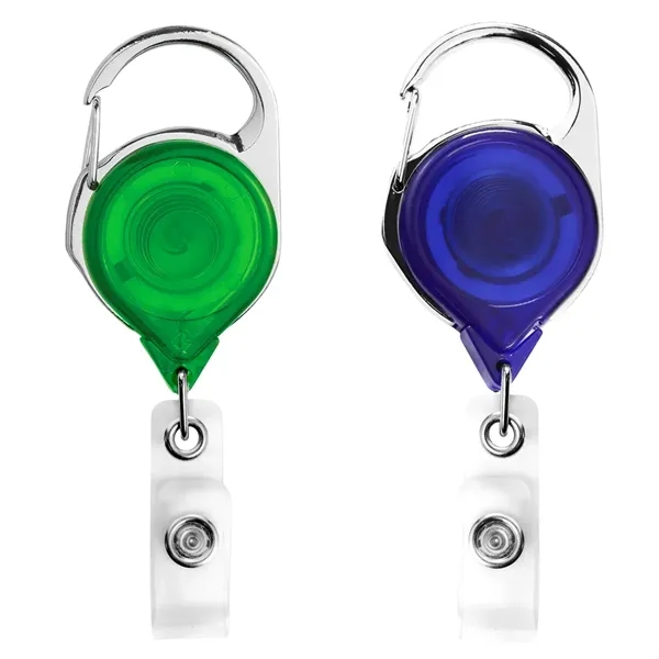 Carabiner retractable badge reel in translucent colors, anti-twist feature... from ASI 49470 DEVARA
