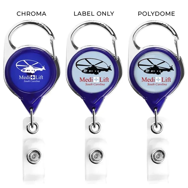 Carabiner retractable badge reel in translucent colors, anti-twist feature... from ASI 49470 DEVARA
