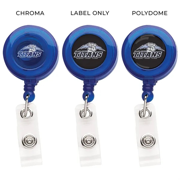 Round retractable badge reel in translucent colors with belt clip back... from ASI 49470 DEVARA
