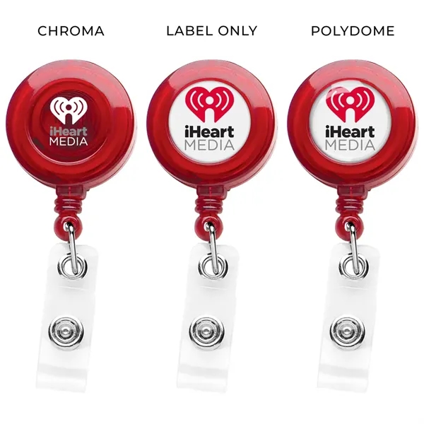 Round retractable badge reel in translucent colors with belt clip back... from ASI 49470 DEVARA