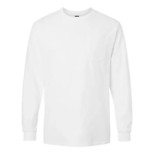 Adult long sleeve t-shirt with a pocket. Blank product.... from ASI 84358 S&S Activewear