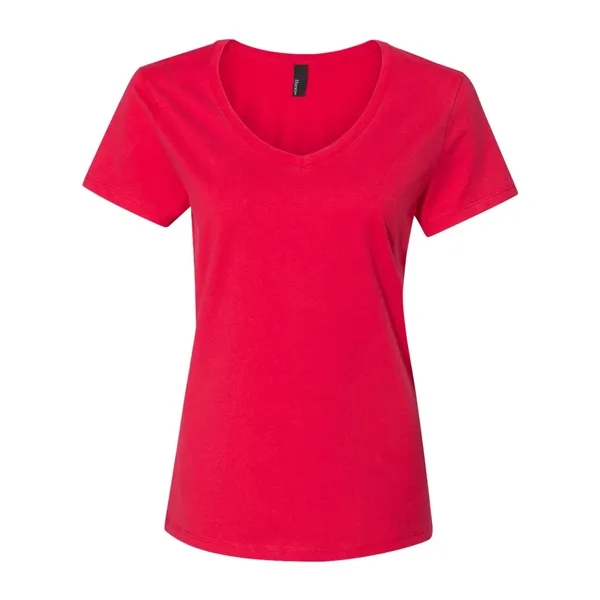 Women's V-neck T-shirt made of cotton/polyester with contoured, side-seamed feminine fit.... from ASI 84358 S&S Activewear