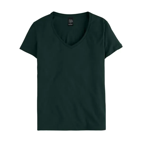 Women's V-neck T-shirt made of cotton/polyester with contoured, side-seamed feminine fit.... from ASI 84358 S&S Activewear