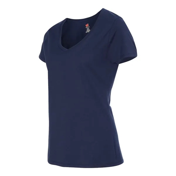 Women's V-neck T-shirt made of cotton/polyester with contoured, side-seamed feminine fit.... from ASI 84358 S&S Activewear