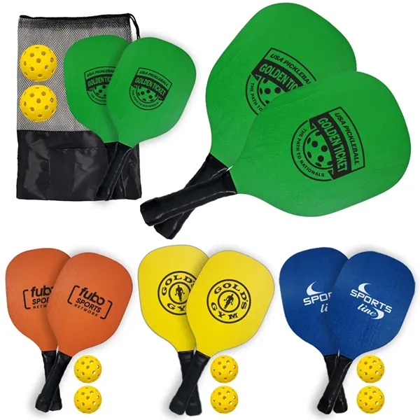 Includes Two Pickleball Paddles, Two Pickleballs And Mesh Pouch...Ready Inventory In... from ASI 45100 Chulani Promotional Products, Inc / Competitive Edge Innovations/Chulani