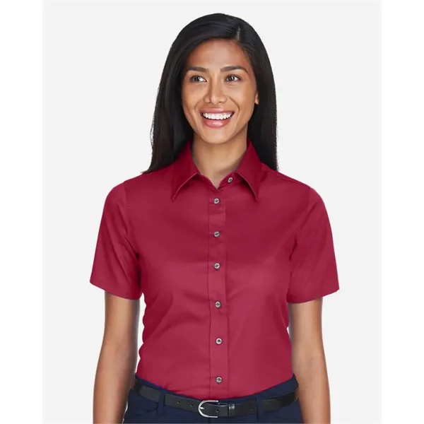 Harriton Women's Easy Blend™ Short-Sleeve Twill Shirt wit...... from ASI 84358 S&S Activewear