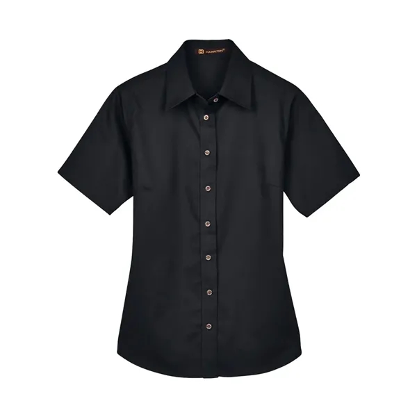Harriton Women's Easy Blend™ Short-Sleeve Twill Shirt wit...... from ASI 84358 S&S Activewear