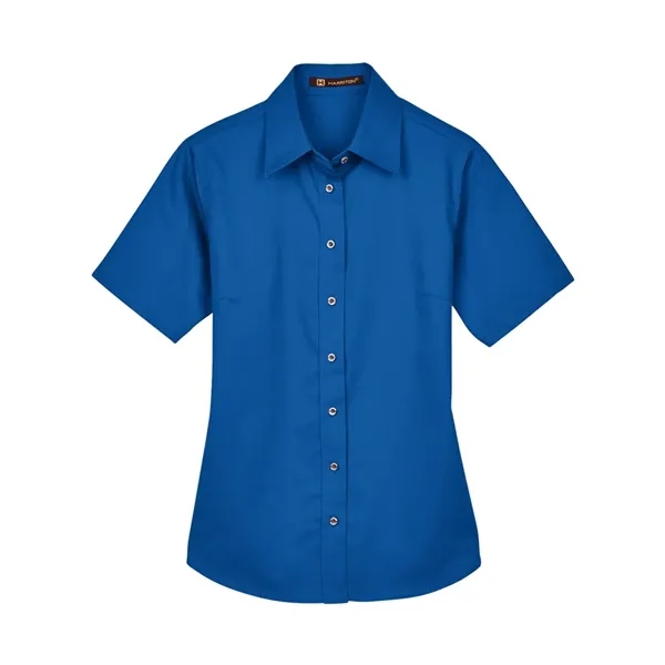 Harriton Women's Easy Blend™ Short-Sleeve Twill Shirt wit...... from ASI 84358 S&S Activewear