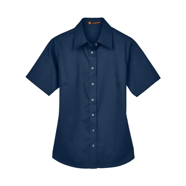 Harriton Women's Easy Blend™ Short-Sleeve Twill Shirt wit...... from ASI 84358 S&S Activewear