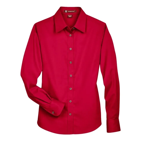 Harriton Women's Easy Blend™ Long-Sleeve Twill Shirt with...... from ASI 84358 S&S Activewear