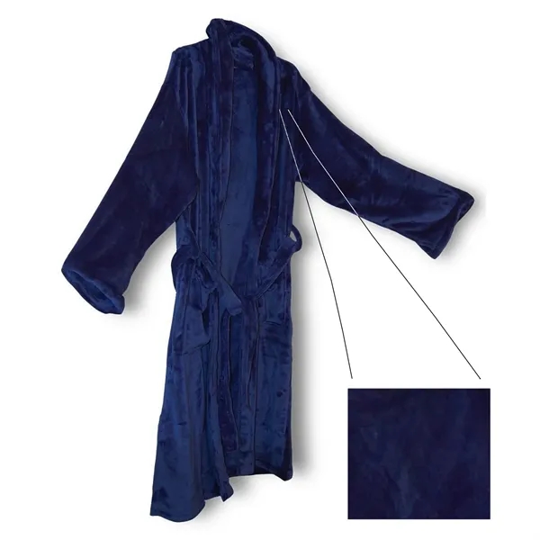 Anti-pill micro-mink fabric unisex robe with dual pockets and zippered storage... from ASI 68507 The Magnet Group / The Bag Factory®