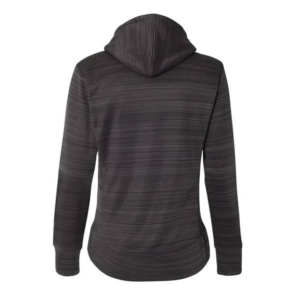 Women's striped polyester fleece lapover hooded sweatshirt with an extended back... from ASI 84358 S&S Activewear