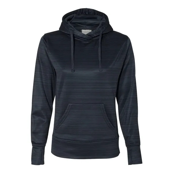 Women's striped polyester fleece lapover hooded sweatshirt with an extended back... from ASI 84358 S&S Activewear