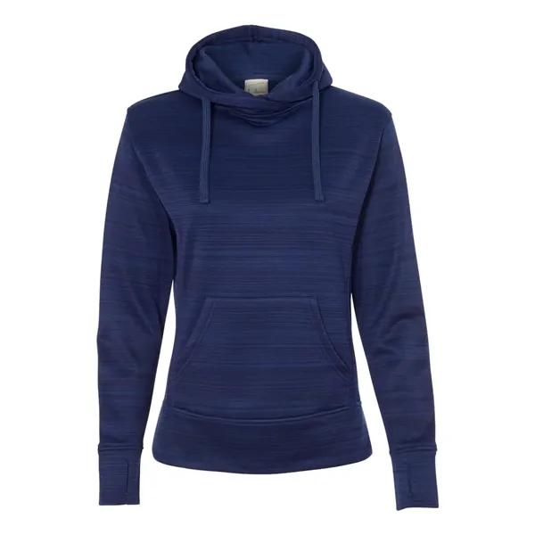 Women's striped polyester fleece lapover hooded sweatshirt with an extended back... from ASI 84358 S&S Activewear