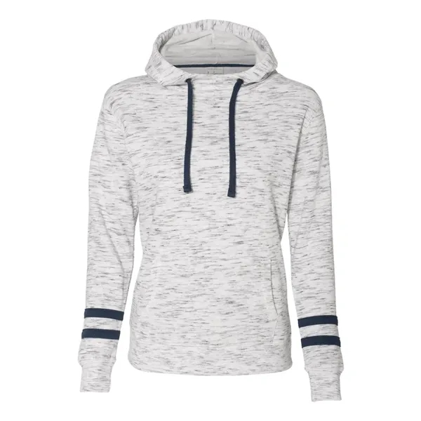 Women's Melange Fleece Striped Sleeve Hooded Pullover... from ASI 84358 S&S Activewear