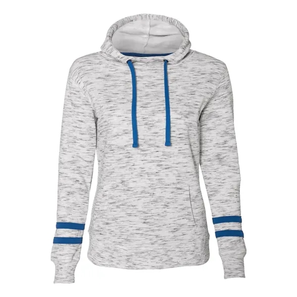 Women's Melange Fleece Striped Sleeve Hooded Pullover... from ASI 84358 S&S Activewear