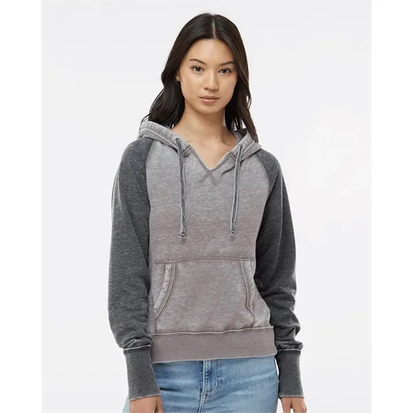 J. America Women's Zen Fleece Raglan hooded Pullover Sweatshirt, blank.... from ASI 84358 S&S Activewear
