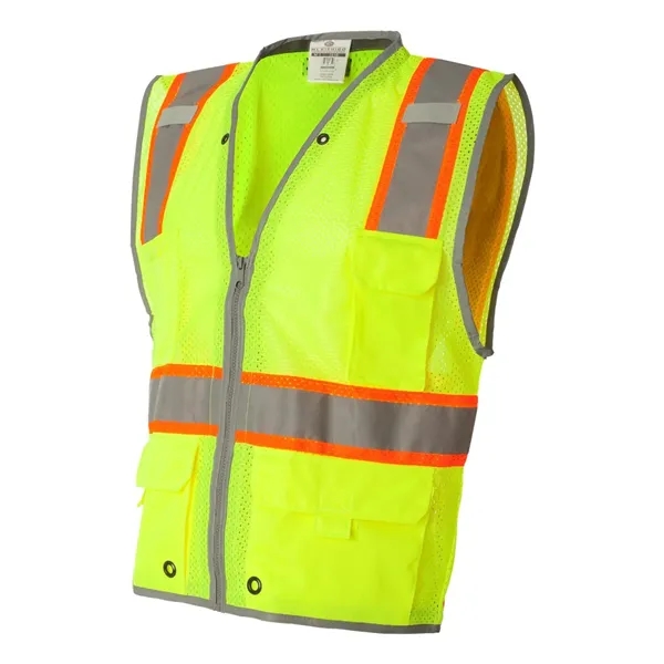 Lime Class 2 vest with reflective trim. Blank product.... from ASI 84358 S&S Activewear