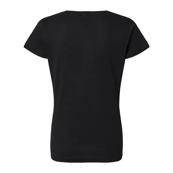 Women's fine jersey longer length V-neck T-shirt. Blank product.... from ASI 84358 S&S Activewear