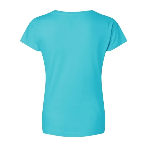 Women's fine jersey longer length V-neck T-shirt. Blank product.... from ASI 84358 S&S Activewear
