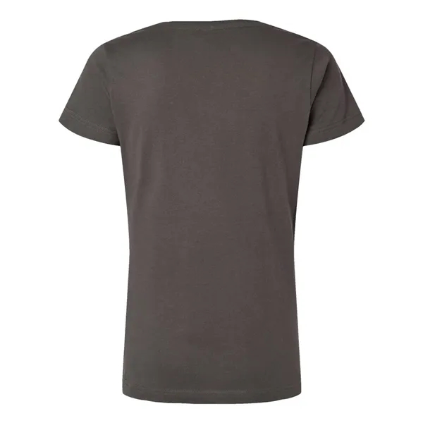 Women's fine jersey longer length V-neck T-shirt. Blank product.... from ASI 84358 S&S Activewear