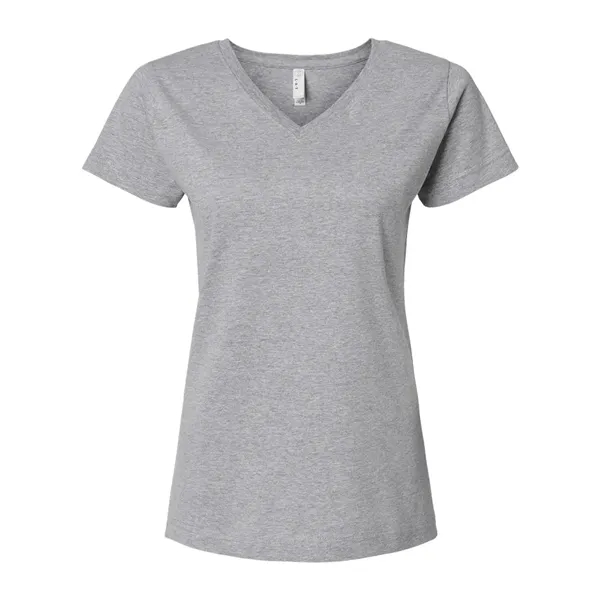 Women's fine jersey longer length V-neck T-shirt. Blank product.... from ASI 84358 S&S Activewear