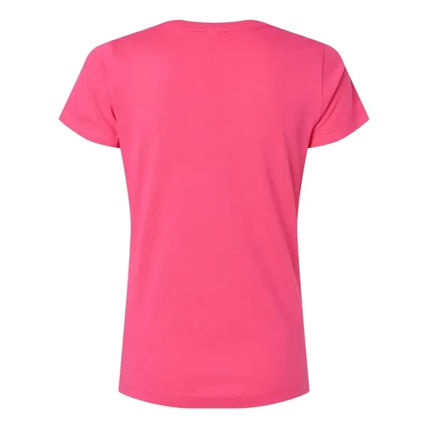 Women's fine jersey longer length V-neck T-shirt. Blank product.... from ASI 84358 S&S Activewear