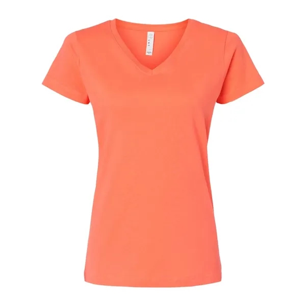 Women's fine jersey longer length V-neck T-shirt. Blank product.... from ASI 84358 S&S Activewear