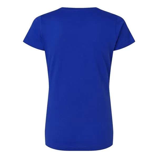 Women's fine jersey longer length V-neck T-shirt. Blank product.... from ASI 84358 S&S Activewear