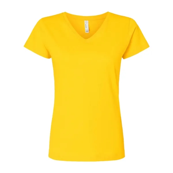 Women's fine jersey longer length V-neck T-shirt. Blank product.... from ASI 84358 S&S Activewear