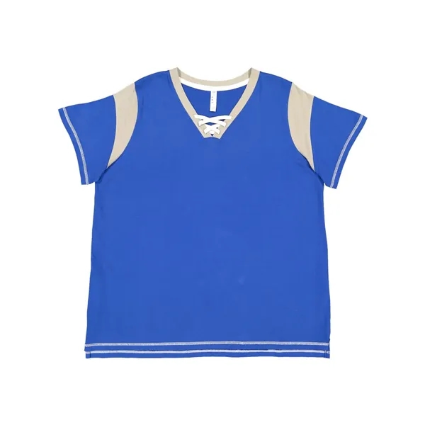 Ladies' Curvy Lace Up Fine Jersey Tee... from ASI 84358 S&S Activewear