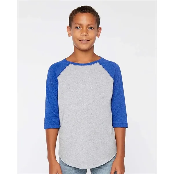 Youth size three quarter sleeve baseball t-shirt. Blank.... from ASI 84358 S&S Activewear