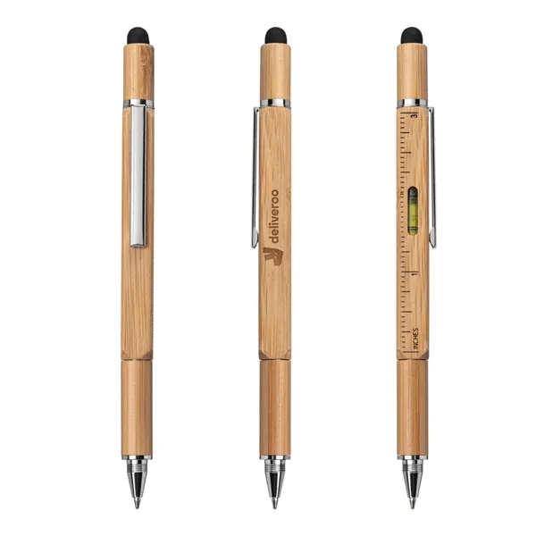 Jorge eco-friendly Bamboo twist-action pen with stylus. Features a lined ruler... from ASI 84592 St Regis Group