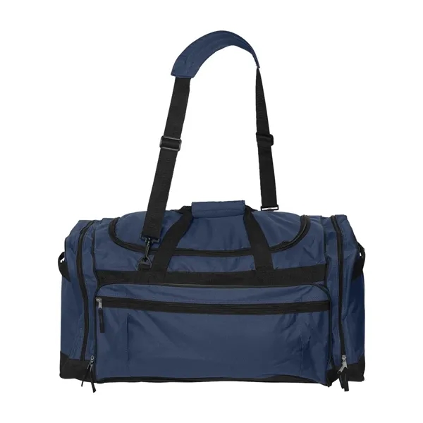 Large polyester duffel bag with two large zipper side pockets. Blank.... from ASI 84358 S&S Activewear