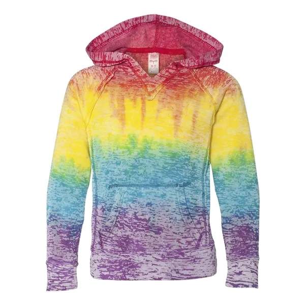 Rainbow-striped girls' V-notch sweatshirt knit gusset inserts and raglan sleeves with... from ASI 84358 S&S Activewear