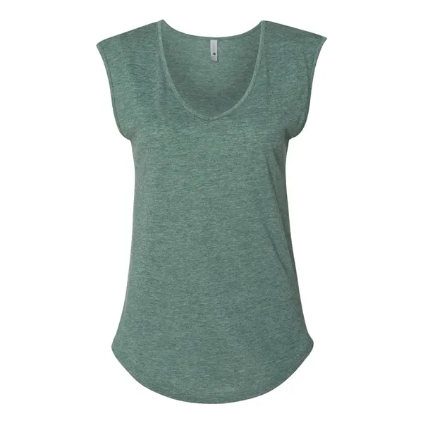 Women's poly-cotton blended sleeveless V-neck top with self-fabric bound armholes, modestly... from ASI 84358 S&S Activewear