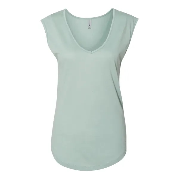 Women's poly-cotton blended sleeveless V-neck top with self-fabric bound armholes, modestly... from ASI 84358 S&S Activewear
