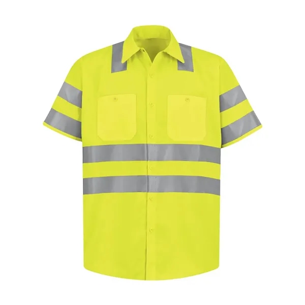 Safety short sleeve work shirt with full button front closure, reflecting... from ASI 84358 S&S Activewear