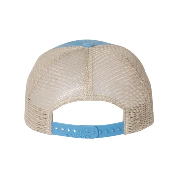Washed trucker cap with a cotton front, mesh back, snapback closure,... from ASI 84358 S&S Activewear