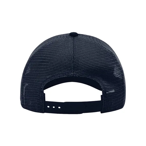 Washed trucker cap with a cotton front, mesh back, snapback closure,... from ASI 84358 S&S Activewear