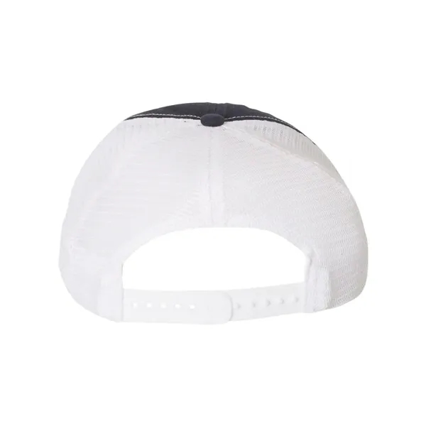 Washed trucker cap with a cotton front, mesh back, snapback closure,... from ASI 84358 S&S Activewear