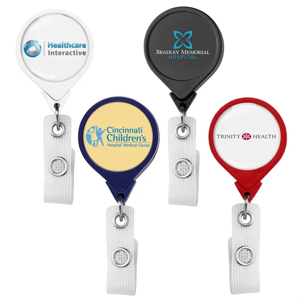 Antimicrobial JUMBO round retractable badge reel in solid colors, alligator clip... from ASI 49470 DEVARA