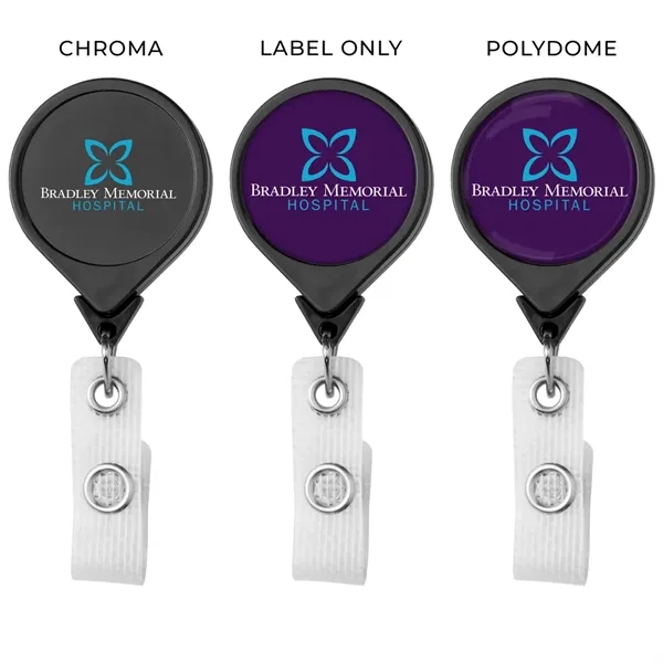 Antimicrobial JUMBO round retractable badge reel in solid colors, alligator clip... from ASI 49470 DEVARA