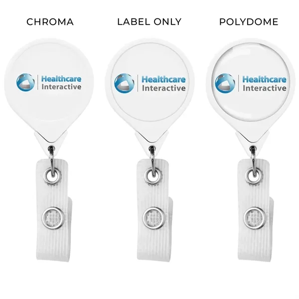 Antimicrobial JUMBO round retractable badge reel in solid colors, alligator clip... from ASI 49470 DEVARA