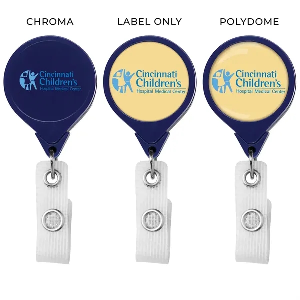 Antimicrobial JUMBO round retractable badge reel in solid colors, alligator clip... from ASI 49470 DEVARA