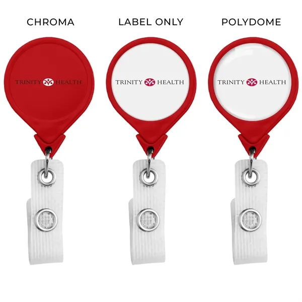 Antimicrobial JUMBO round retractable badge reel in solid colors, alligator clip... from ASI 49470 DEVARA