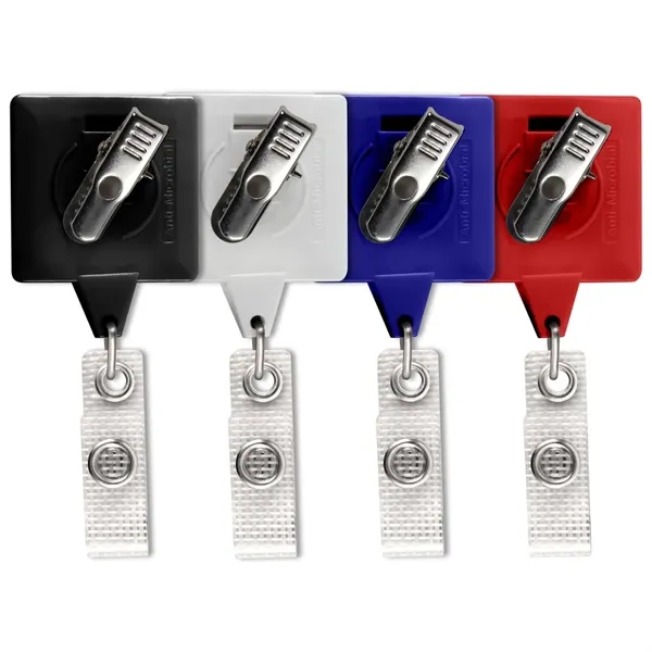 Antimicrobial JUMBO square retractable badge reel in solid colors, alligator clip... from ASI 49470 DEVARA