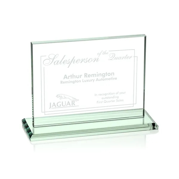 Rectangular, horizontal 1/2-inch thick jade color upright award with a base.... from ASI 84592 St Regis Group / St Regis